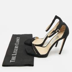 Pre Owned Jimmy Choo Black Suede Alva Ankle Strap Sandals Size 39.5