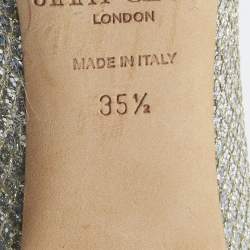 Pre Owned Jimmy Choo Silver Glitter Isabel Peep Toe Pumps Size 35.5