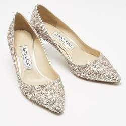 Pre Owned Jimmy Choo Two Tone Glitter Romy Pumps Size 36.5