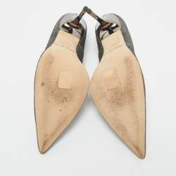 Pre Owned Jimmy Choo Silver Glitter Romy Pumps Size 38