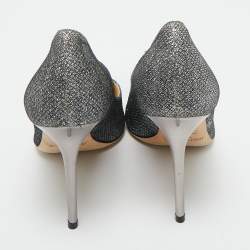 Pre Owned Jimmy Choo Silver Glitter Romy Pumps Size 38