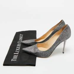 Pre Owned Jimmy Choo Silver Glitter Romy Pumps Size 38