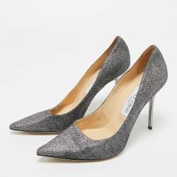 Pre Owned Jimmy Choo Silver Glitter Romy Pumps Size 38