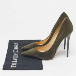 Pre Owned Jimmy Choo Dark Green Suede Anouk Pumps Size 37