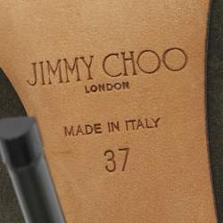 Pre Owned Jimmy Choo Dark Green Suede Anouk Pumps Size 37