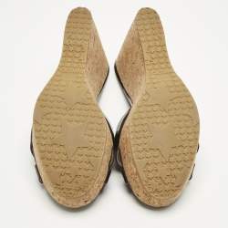 Pre Owned Jimmy Choo Metallic Purple Leather Perfume Wedge Sandals Size 40