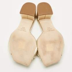 Pre Owned Jimmy Choo Gold Leather Avenue Slide Sandals Size 39.5