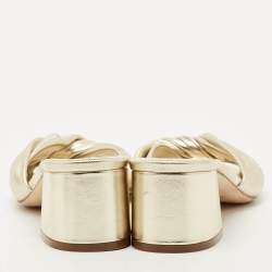 Pre Owned Jimmy Choo Gold Leather Avenue Slide Sandals Size 39.5