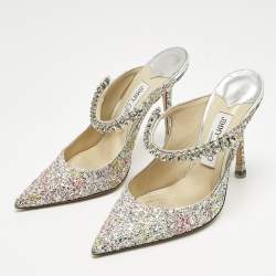 Pre Owned Jimmy Choo Multicolor Glitter Bing Slide Sandals Size 38