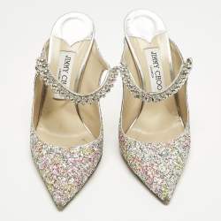 Pre Owned Jimmy Choo Multicolor Glitter Bing Slide Sandals Size 38