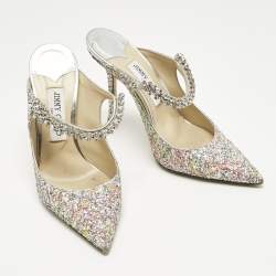 Pre Owned Jimmy Choo Multicolor Glitter Bing Slide Sandals Size 38