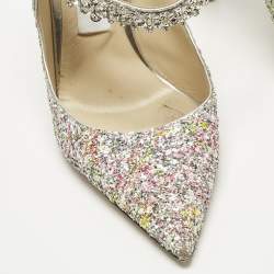 Pre Owned Jimmy Choo Multicolor Glitter Bing Slide Sandals Size 38