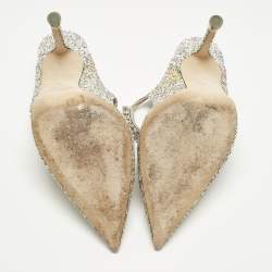 Pre Owned Jimmy Choo Multicolor Glitter Bing Slide Sandals Size 38