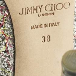 Pre Owned Jimmy Choo Multicolor Glitter Bing Slide Sandals Size 38
