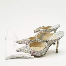 Pre Owned Jimmy Choo Multicolor Glitter Bing Slide Sandals Size 38