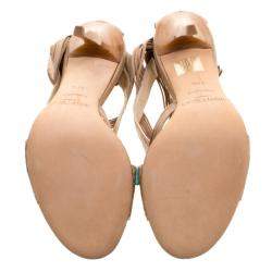 Jimmy Choo Beige Python Corsica Strappy Back Zip Sandals Size 37.5