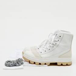 Pre Owned حذاء رياضي جيمي تشو مرتفع من أعلى جلد أبيض وسويدي مقاس 38.5