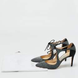 Pre Owned Jimmy Choo Black/Grey Texture Suede Vanessa Pumps Size 36