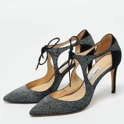 Pre Owned Jimmy Choo Black/Grey Texture Suede Vanessa Pumps Size 36