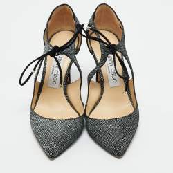 Pre Owned Jimmy Choo Black/Grey Texture Suede Vanessa Pumps Size 36