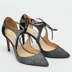 Pre Owned Jimmy Choo Black/Grey Texture Suede Vanessa Pumps Size 36