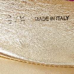 Pre Owned Jimmy Choo Purple Leather and Sequins Ballet Flats Size 37.5