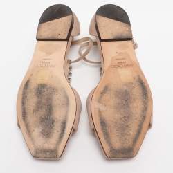 Pre Owned Jimmy Choo Beige Suede Bella Ankle Strap Flats Size 38.5