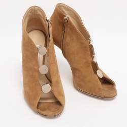 Pre Owned Jimmy Choo Brown Suede Lorna Booties Size 40.5