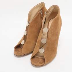 Pre Owned Jimmy Choo Brown Suede Lorna Booties Size 40.5