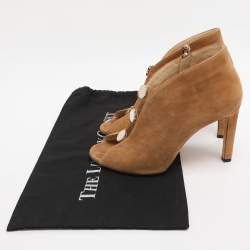 Pre Owned Jimmy Choo Brown Suede Lorna Booties Size 40.5