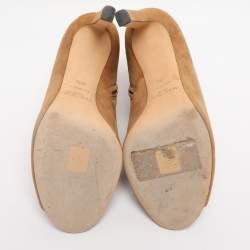 Pre Owned Jimmy Choo Brown Suede Lorna Booties Size 40.5