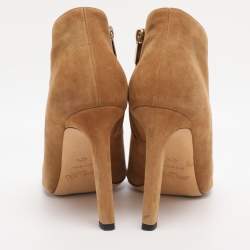 Pre Owned Jimmy Choo Brown Suede Lorna Booties Size 40.5