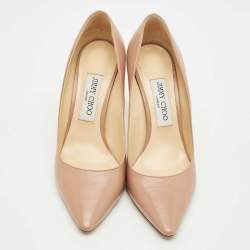 Pre Owned Jimmy Choo Beige Leather Romy Pumps Size 38