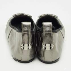 Pre Owned Jimmy Choo Metallic Leather Crystal Embellished Grace Ballet Flats Size 41