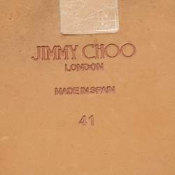 Pre Owned Jimmy Choo Blue Leather Bow Flat Slides Size 41