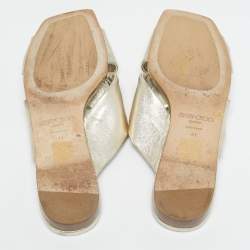 Pre Owned Jimmy Choo Gold Leather knot Flat Slide Size 41