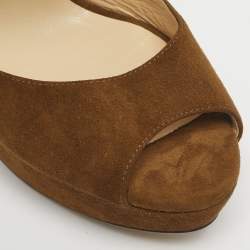 Pre Owned Jimmy Choo Brown Suede Kayden Ankle Strap Sandals Size 39.5