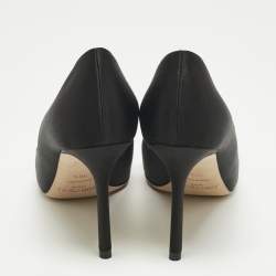 Pre Owned Jimmy Choo Black Satin Crystal Embellished Romy Pointed Toe Pumps Size 38.5
