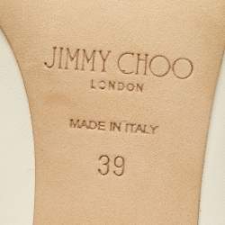 Pre Owned Jimmy Choo Cream Leather Crystal Embellished Romy Pointed Toe Pumps Size 39