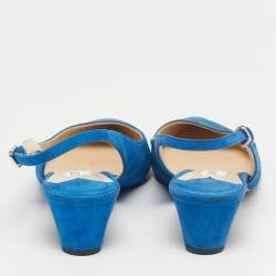 Pre Owned Jimmy Choo Blue Suede Gemma Slingback Pumps Size 36