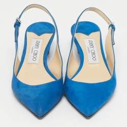 Pre Owned Jimmy Choo Blue Suede Gemma Slingback Pumps Size 36