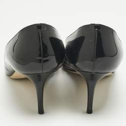 Pre Owned Jimmy Choo Black Patent Leather Isabel Peep Toe Pumps Size 39