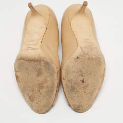 Pre Owned Jimmy Choo Beige Leather Isabel Peep-Toe Pumps Size 38.5