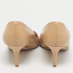 Pre Owned Jimmy Choo Beige Leather Isabel Peep-Toe Pumps Size 38.5