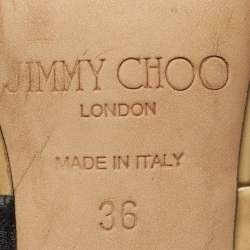 Pre Owned Jimmy Choo Black Patent and Leather Trapeze Ankle Strap Sandals Size 36