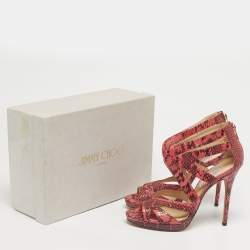 Pre Owned Jimmy Choo Pink/Black Python Collar Platform Sandals Size 41