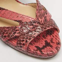 Pre Owned Jimmy Choo Pink/Black Python Collar Platform Sandals Size 41