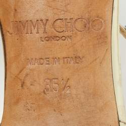 Pre Owned حذاء فلات جيمي تشو ليما مزخرف لؤلؤ مقدمة مدببة جلد لامع ذهبي مقاس 35