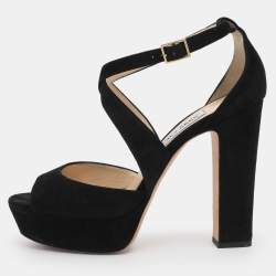 Pre Owned Jimmy Choo Black Suede April Platform Sandals Size 40