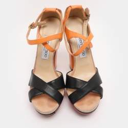 Pre Owned صندل جيمي تشو بانا كعب روكي فينيل جلد بنفسجي لامع مقاس 38